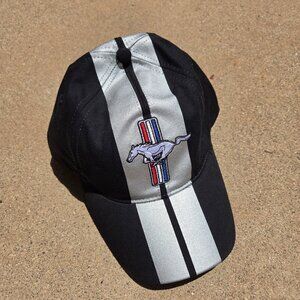 STRIPED FORD Mustang Hat NEW! vtg reflective sport americana car usa race racer
